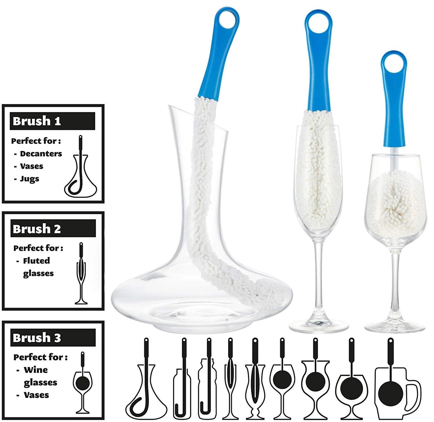 Reusable Drinkware Cleaning Brushes