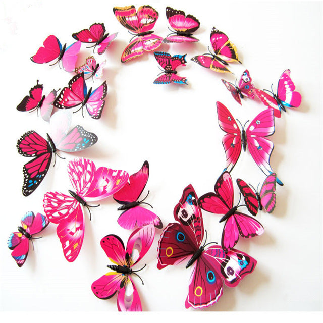 12 Pcs/Set 3D Flying Butterflies Wall Stickers