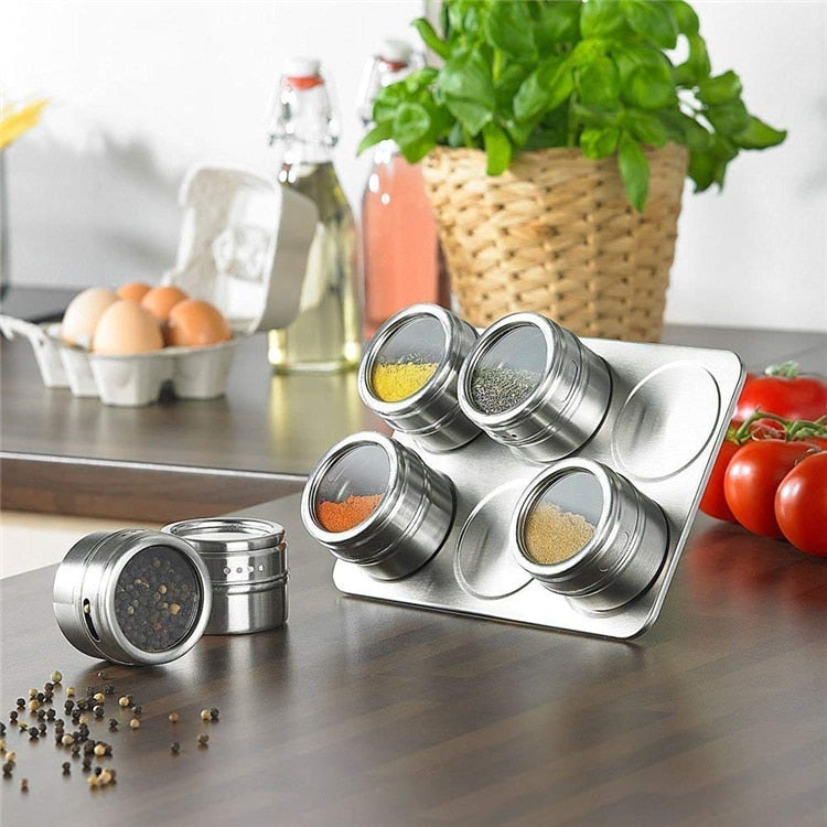 4/6/9 PCS Magnetic Spice Containers Set
