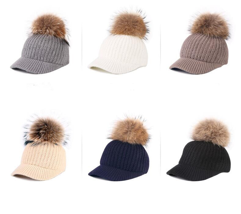 Women's Crochet Pom Pom Baseball Cap