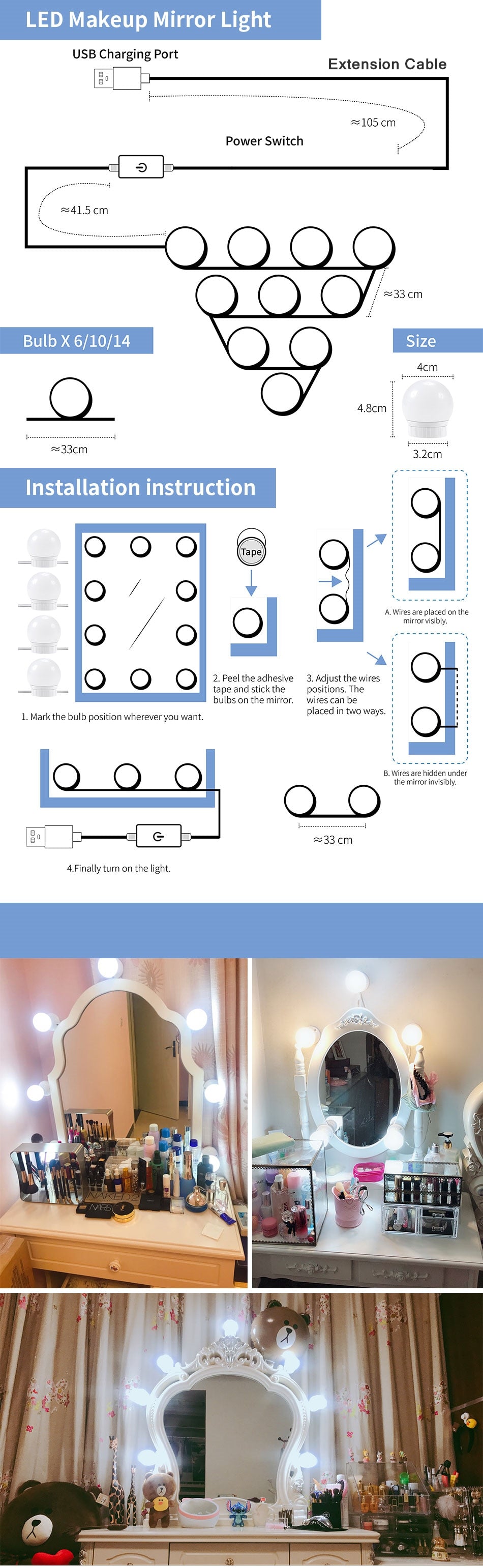 DIY Makeup Mirror Lights