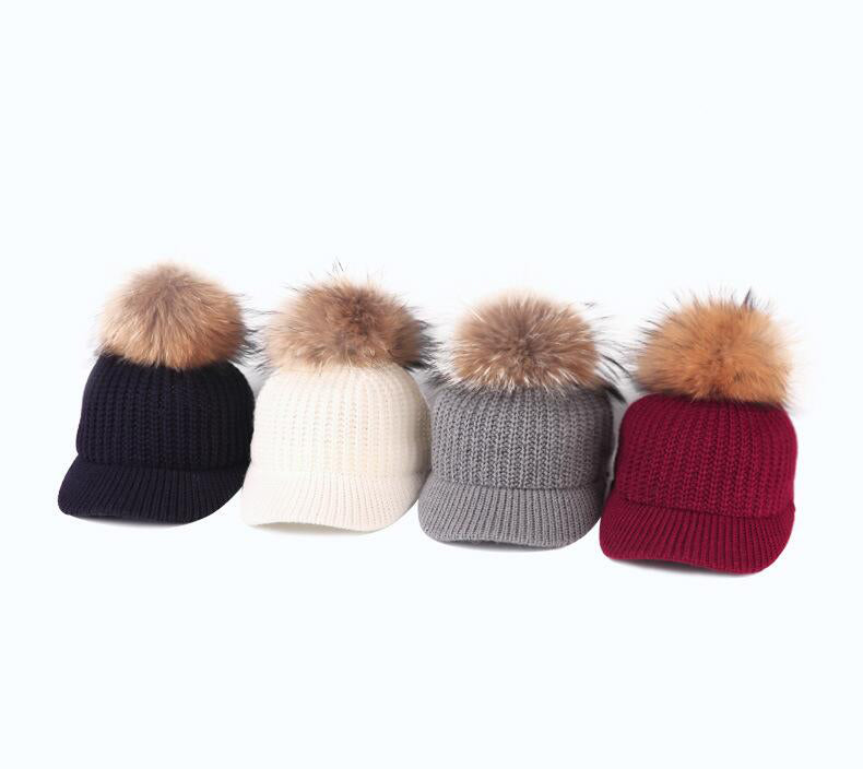 Women's Crochet Pom Pom Baseball Cap