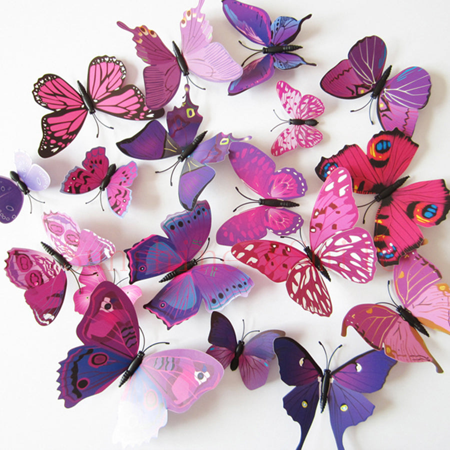 12 Pcs/Set 3D Flying Butterflies Wall Stickers