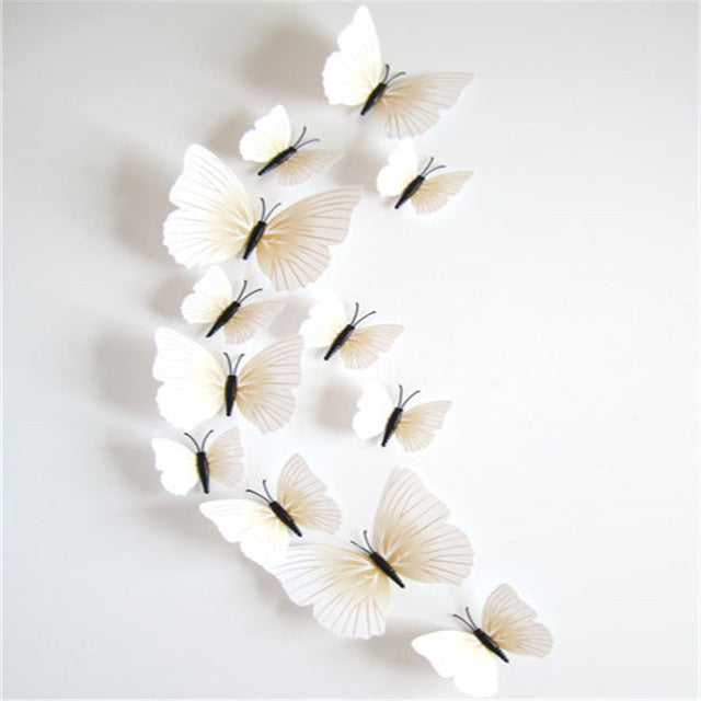 12 Pcs/Set 3D Flying Butterflies Wall Stickers