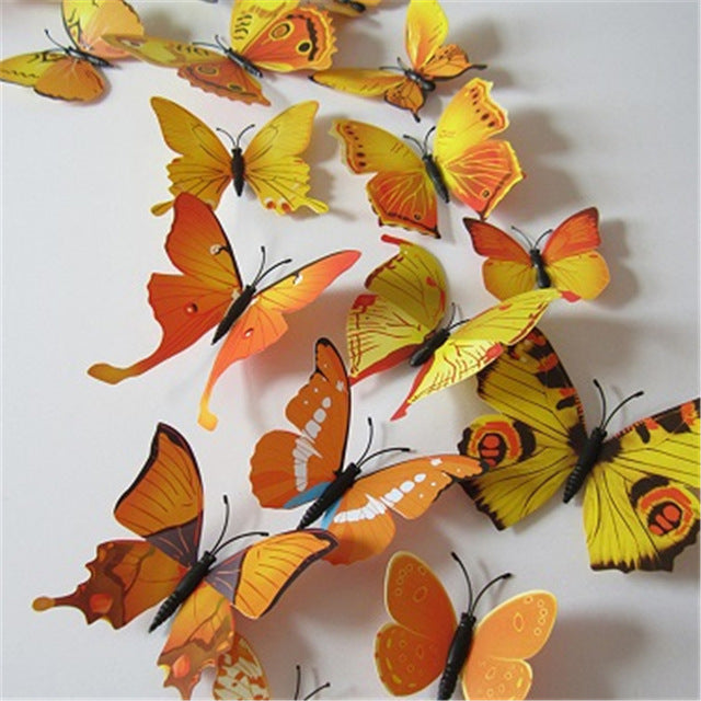 12 Pcs/Set 3D Flying Butterflies Wall Stickers