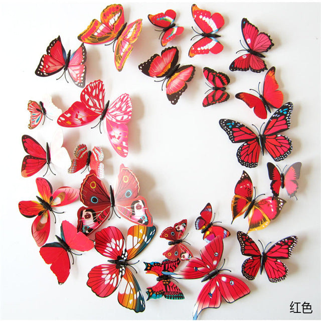 12 Pcs/Set 3D Flying Butterflies Wall Stickers