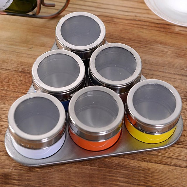 4/6/9 PCS Magnetic Spice Containers Set