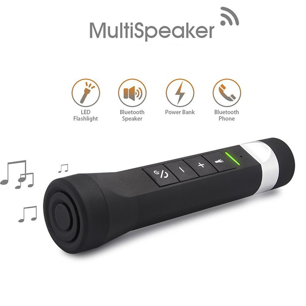 New Outdoor 4 in 1 Flashlight + Bluetooth Speaker + Power Bank + FM/MP3