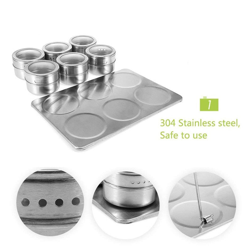 4/6/9 PCS Magnetic Spice Containers Set