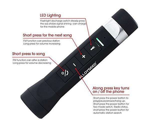 New Outdoor 4 in 1 Flashlight + Bluetooth Speaker + Power Bank + FM/MP3