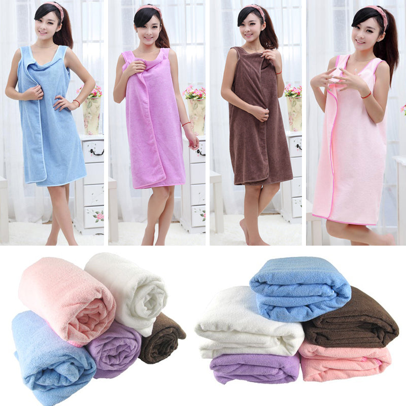 Cute Wearable Bath Towel Dress for Ladies