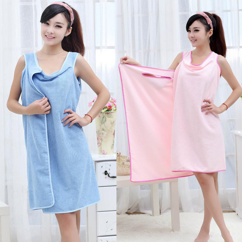 Cute Wearable Bath Towel Dress for Ladies