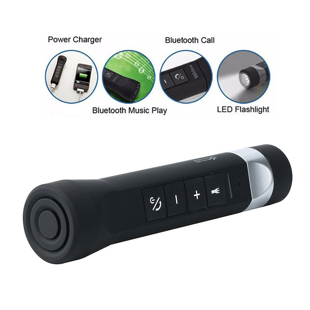 New Outdoor 4 in 1 Flashlight + Bluetooth Speaker + Power Bank + FM/MP3