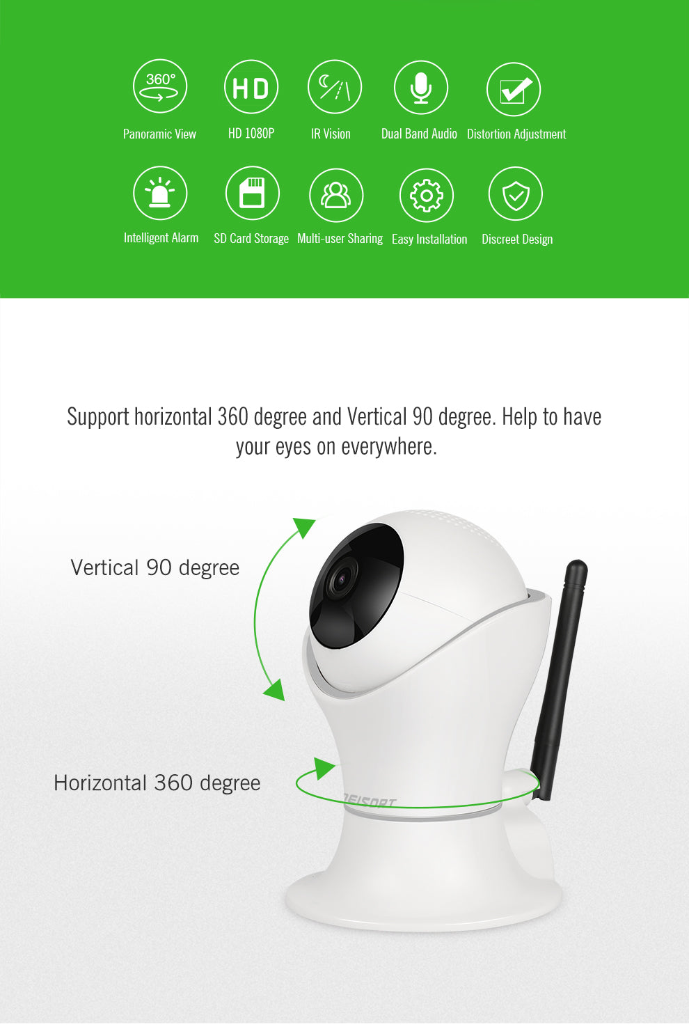 360° World Cup FullHD WiFi Rotating Camera