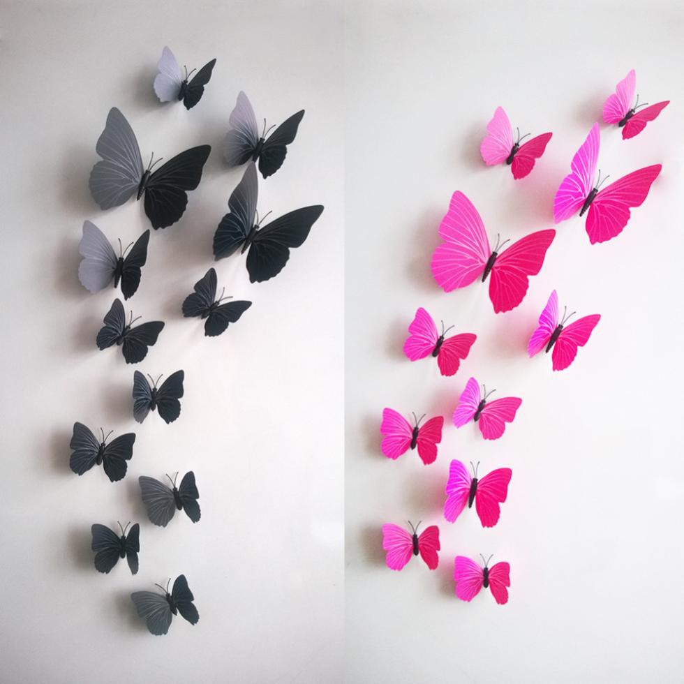 12 Pcs/Set 3D Flying Butterflies Wall Stickers