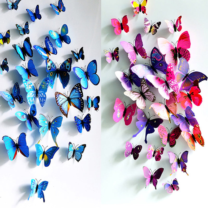 12 Pcs/Set 3D Flying Butterflies Wall Stickers