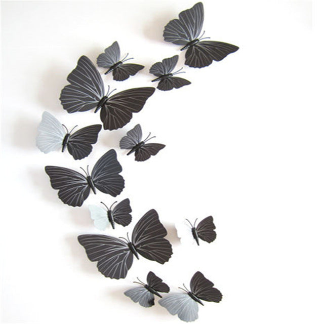 12 Pcs/Set 3D Flying Butterflies Wall Stickers