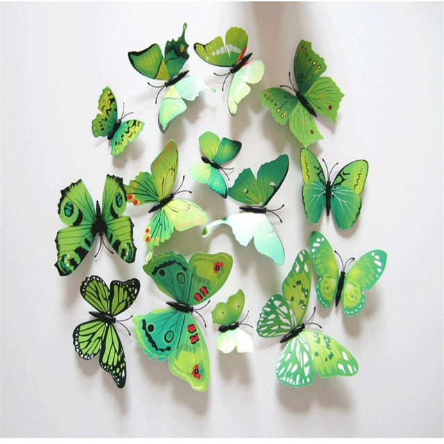 12 Pcs/Set 3D Flying Butterflies Wall Stickers