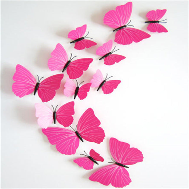 12 Pcs/Set 3D Flying Butterflies Wall Stickers