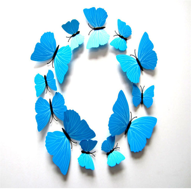 12 Pcs/Set 3D Flying Butterflies Wall Stickers