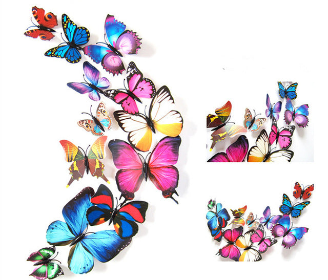 12 Pcs/Set 3D Flying Butterflies Wall Stickers