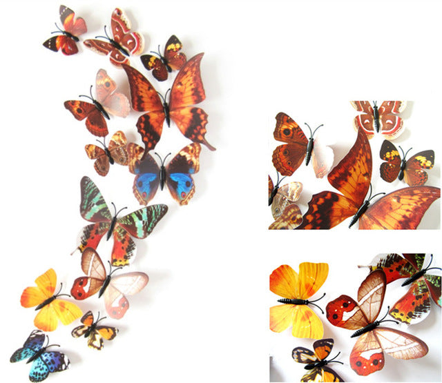 12 Pcs/Set 3D Flying Butterflies Wall Stickers